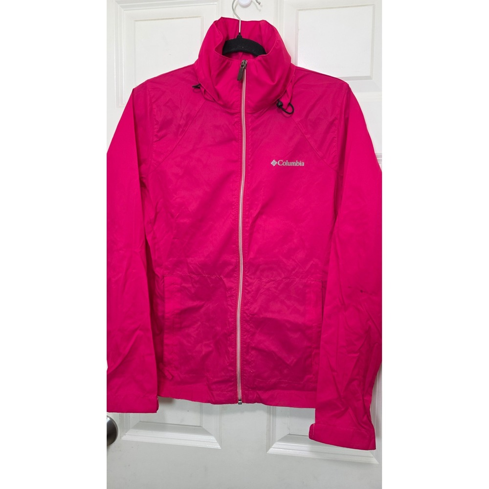Columbia Windbreaker Jacket Womens Small Pink Full Zip Lightweight Hiking Coat
